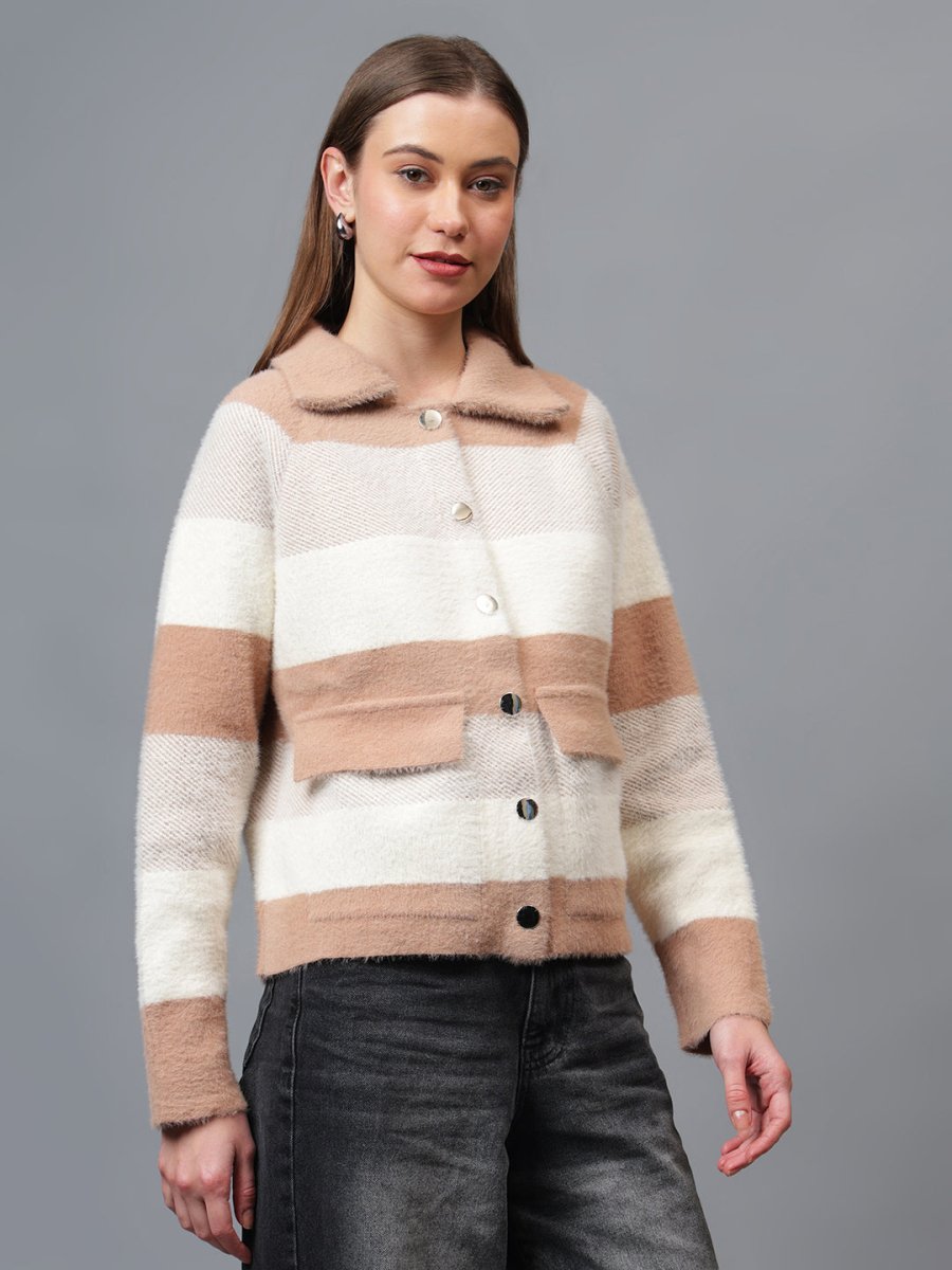 Gaiia Women Colour Blocked Winter Shacket - GAIIA